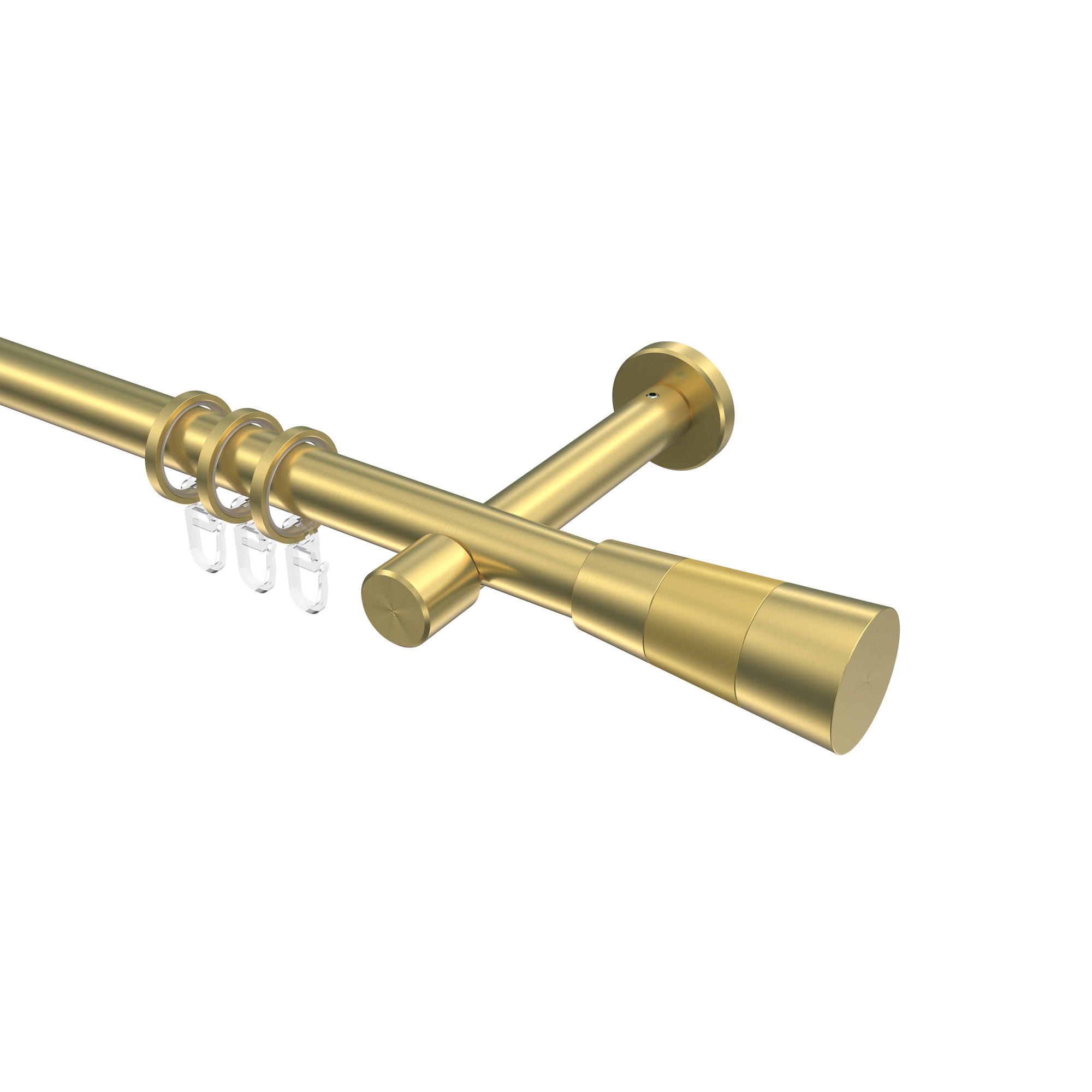 GARDINENSTANGEN-SET Prestige Tanara 480 cm (geteilt in 3 x 160 cm), 1-läufig, 20 mm Ø Messing-Optik - Messingfarben/Goldfarben, Metall (480cm) - INTERDECO