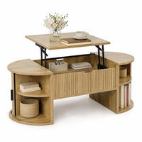 COUCHTISCH in Eichefarben höhenverstellbarer mit offenen Regalen und Stauraum für Wohnzimmer, B100/T50/H40.5cm - Eichefarben, Holzwerkstoff/Metall (50/100/40.5cm) - STILVORA