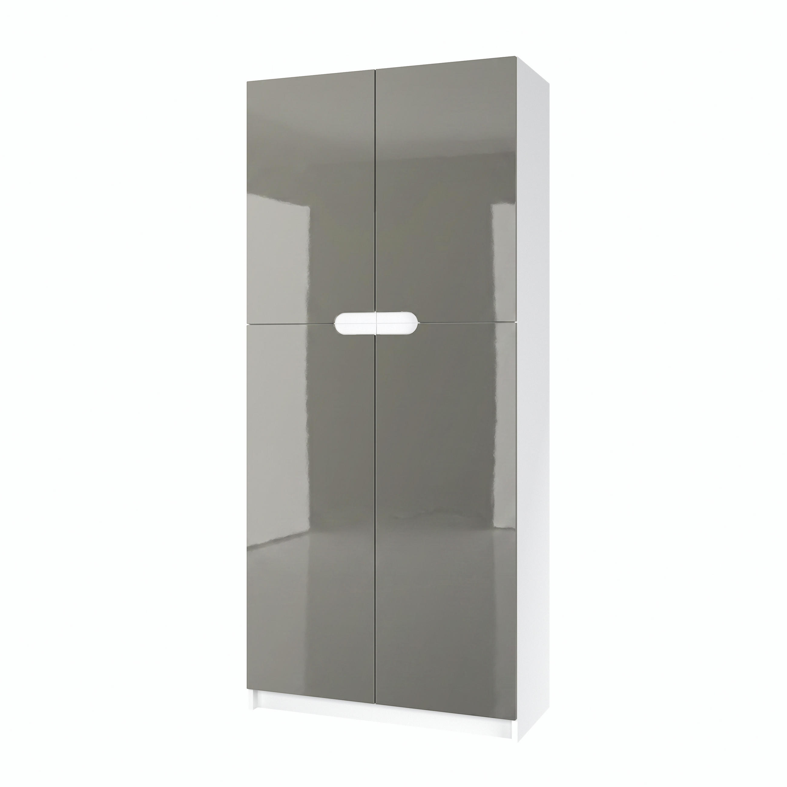 BÜROSCHRANK Logan Fronten in Grau Hochglanz - Grau, Holzwerkstoff (82/184/37cm) - Vladon