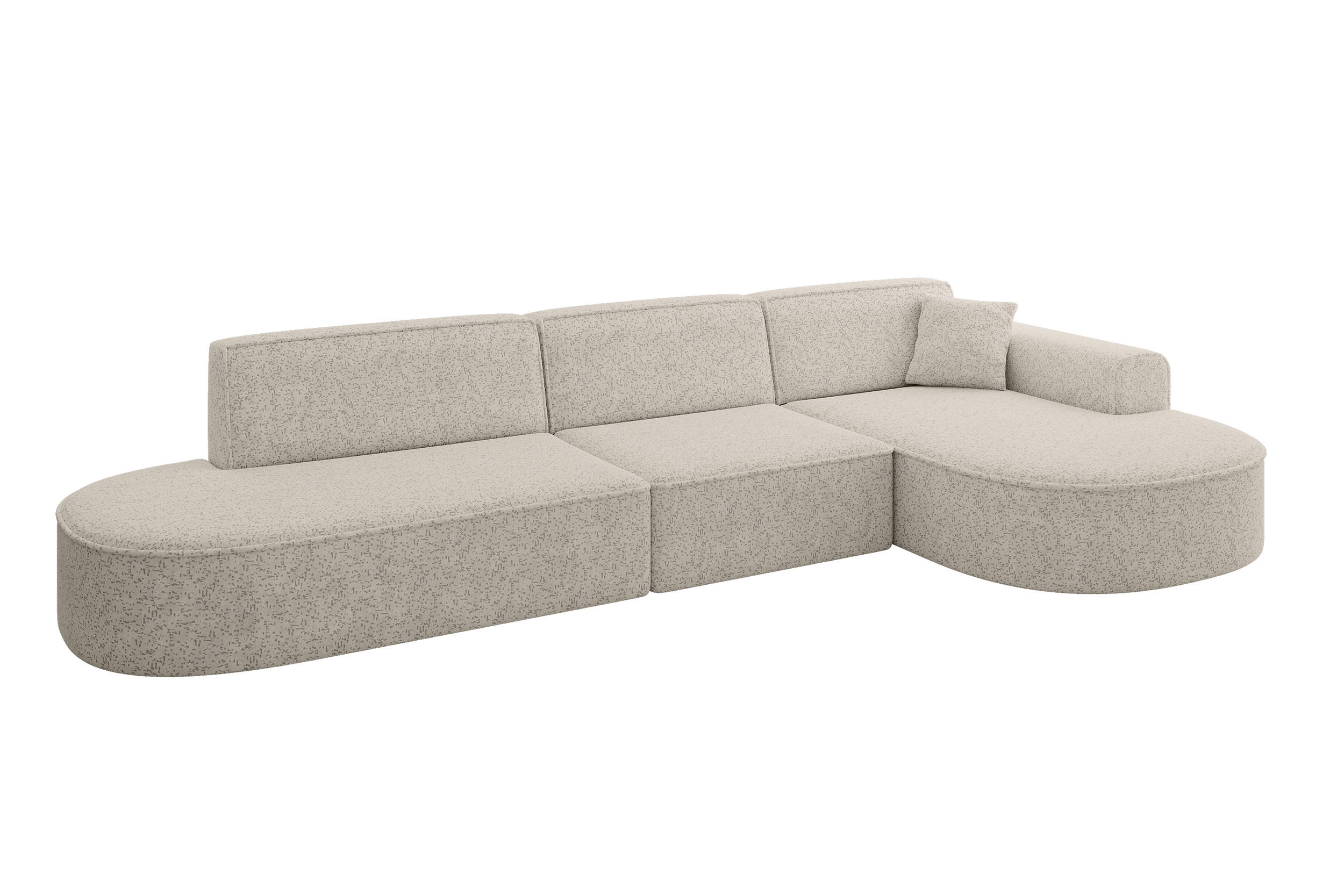 ECKSOFA Ottomane Rechts MARI-L2 - 328x171x79 cm Beige Tissu - Beige/Schwarz, Holzwerkstoff/Kunststoff (171/328cm) - ALTDECOR