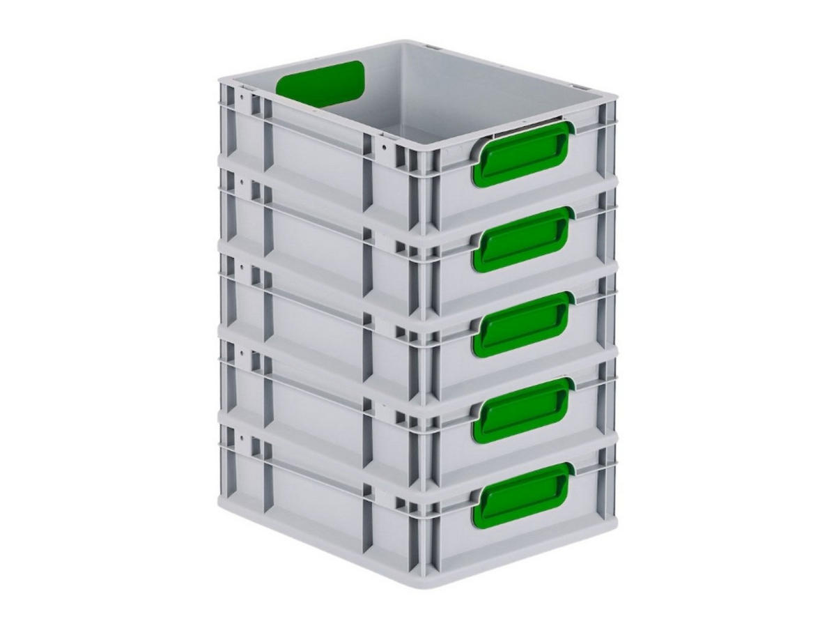EUROBOX 5x Nextgen Color 12x30x40cm 11 Liter Griffe Grün Geschlossen - Grün, Kunststoff (30/12/40cm) - PROREGAL