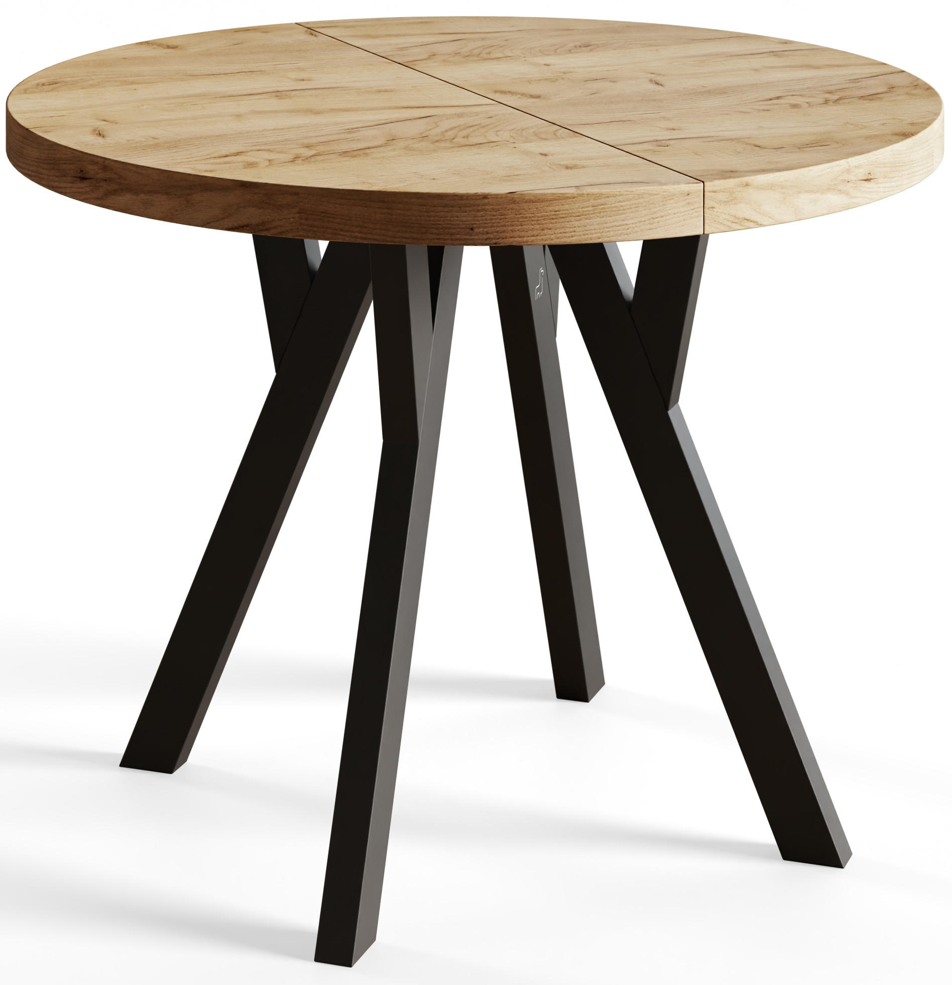 ESSZIMMERTISCH OVO, ausziehbarer Tisch 100 cm bis 200 cm, Farbe: CRAFT, mit Holzbeinen in Farbe Schwarz - Schwarz/Braun, Holzwerkstoff (100/100/77cm) - Alpi-Möbel