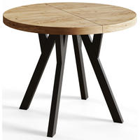 ESSZIMMERTISCH OVO, ausziehbarer Tisch 100 cm bis 200 cm, Farbe: CRAFT, mit Holzbeinen in Farbe Schwarz - Schwarz/Braun, Holzwerkstoff (100/100/77cm) - Alpi-Möbel