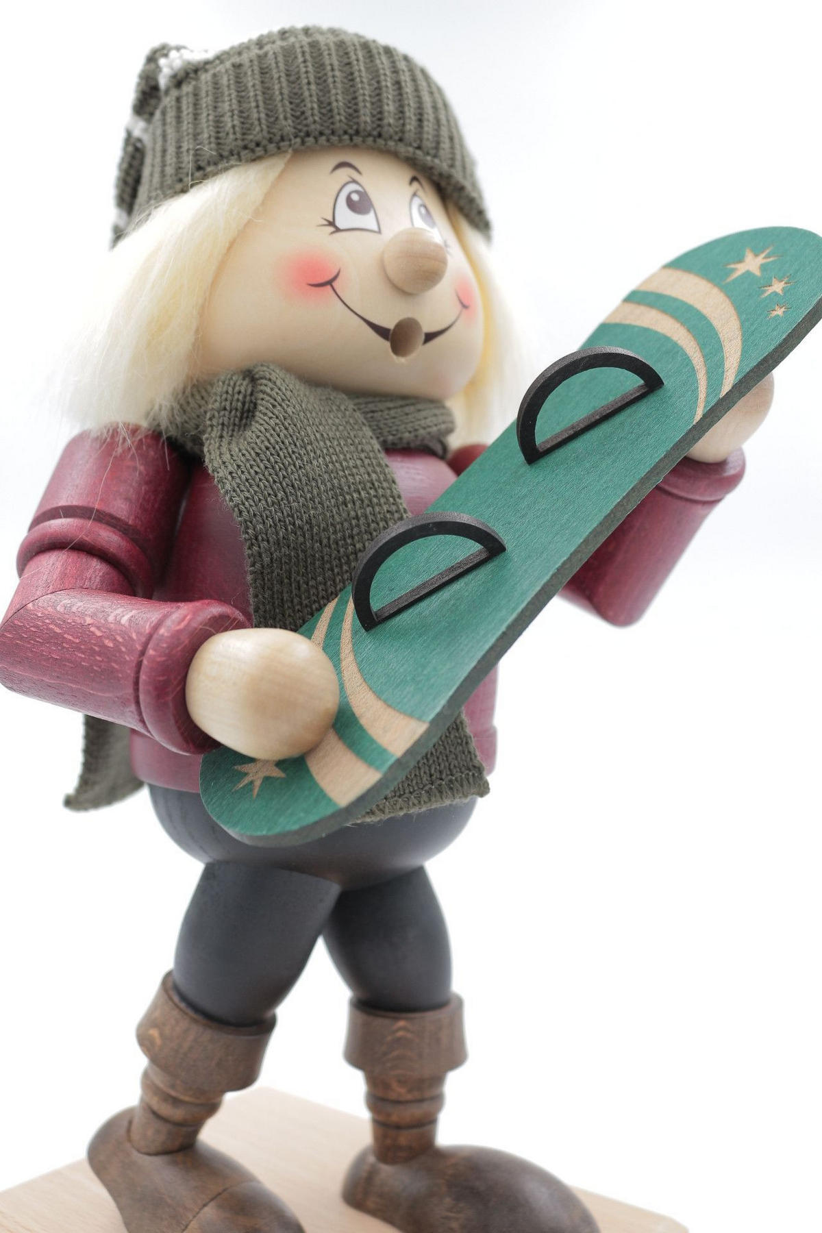 RAUCHFIGUR Wichtel Snowboarder 32 cm - Multicolor, Holz (15/32/0.1cm)