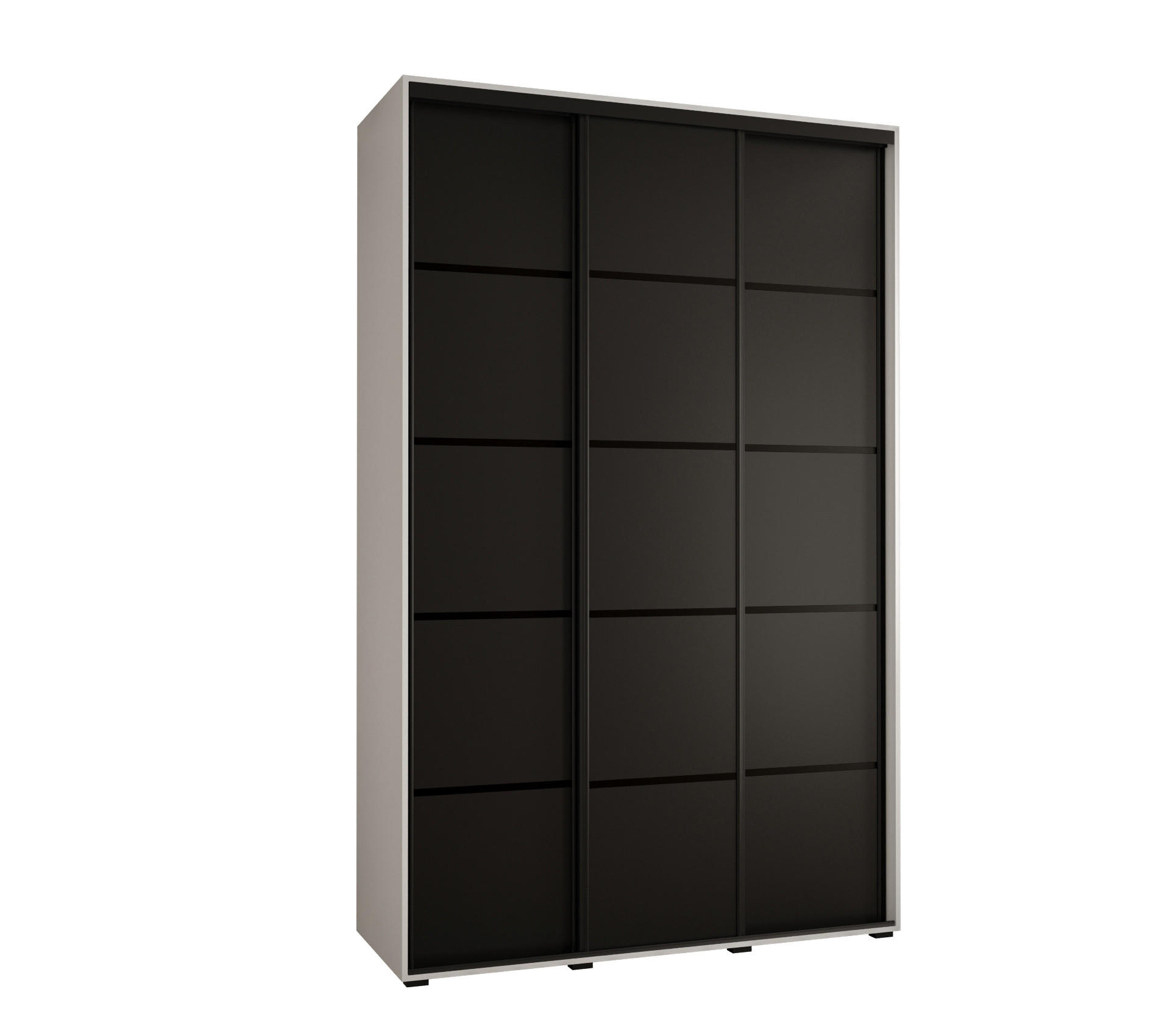 Abiks Möbel Schwebetürenschrank Weiß, Schwarz, Schwarz 160x235x60 cm
