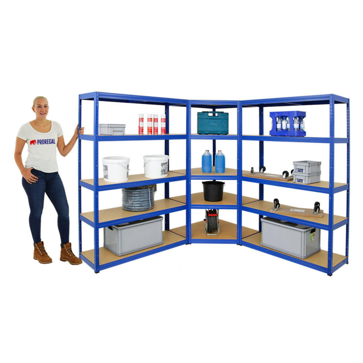 ECKREGAL Elephant 2er-Set mit Schwerlastregal Big Elephant Fachlast 250 kg Blau - Blau, Metall (120/180/45cm) - PROREGAL