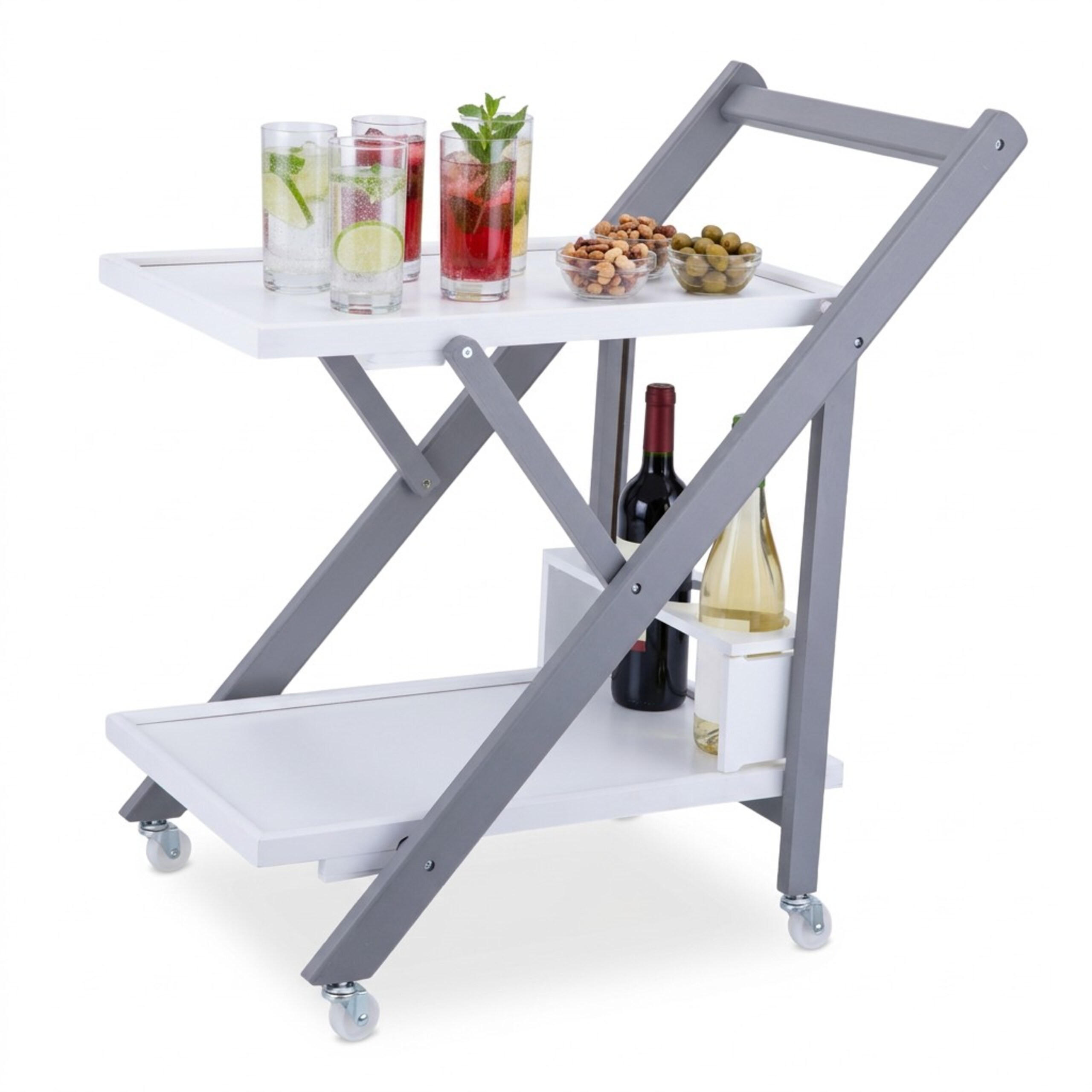 SERVIERWAGEN - Grau, Holz (39.5/70/44cm) - Relaxdays