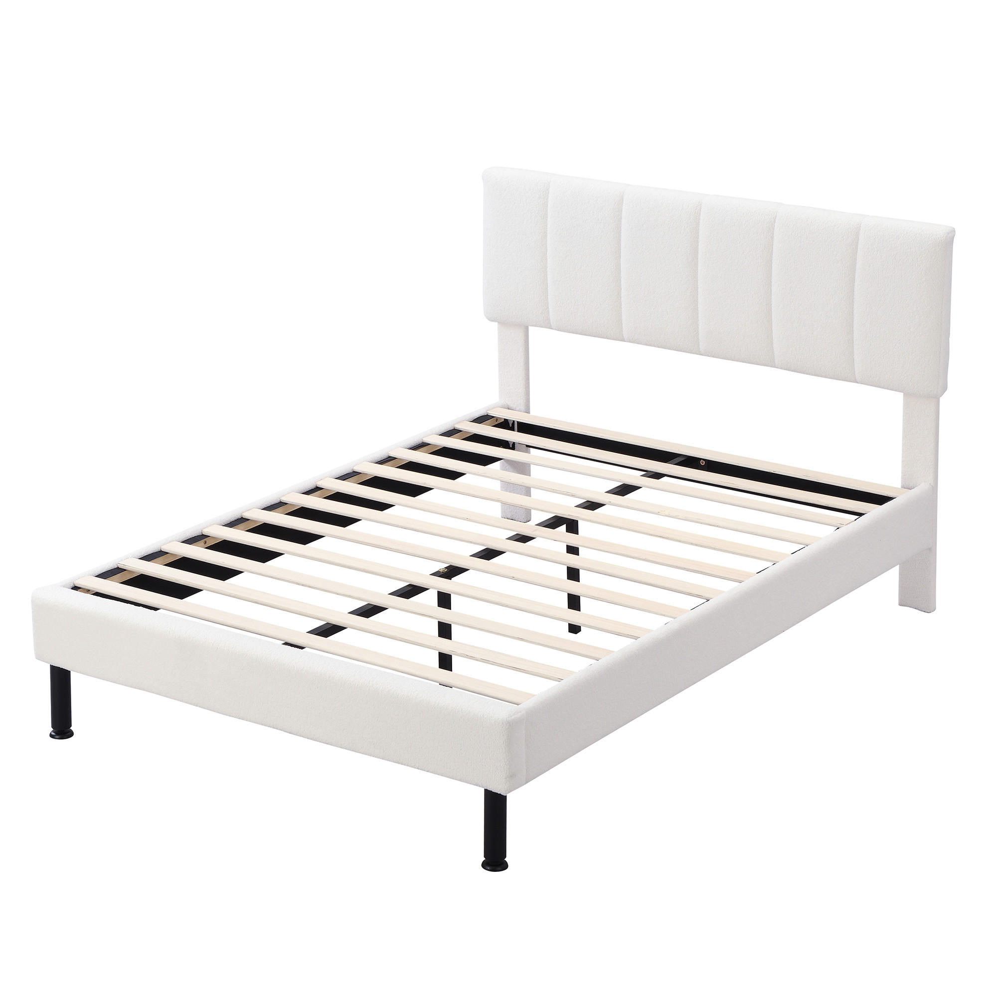 POLSTERBETT aus Sherpa 140x190 cm in Beige mit Lattenrost - Beige, Textil (140/190cm) - Modfu