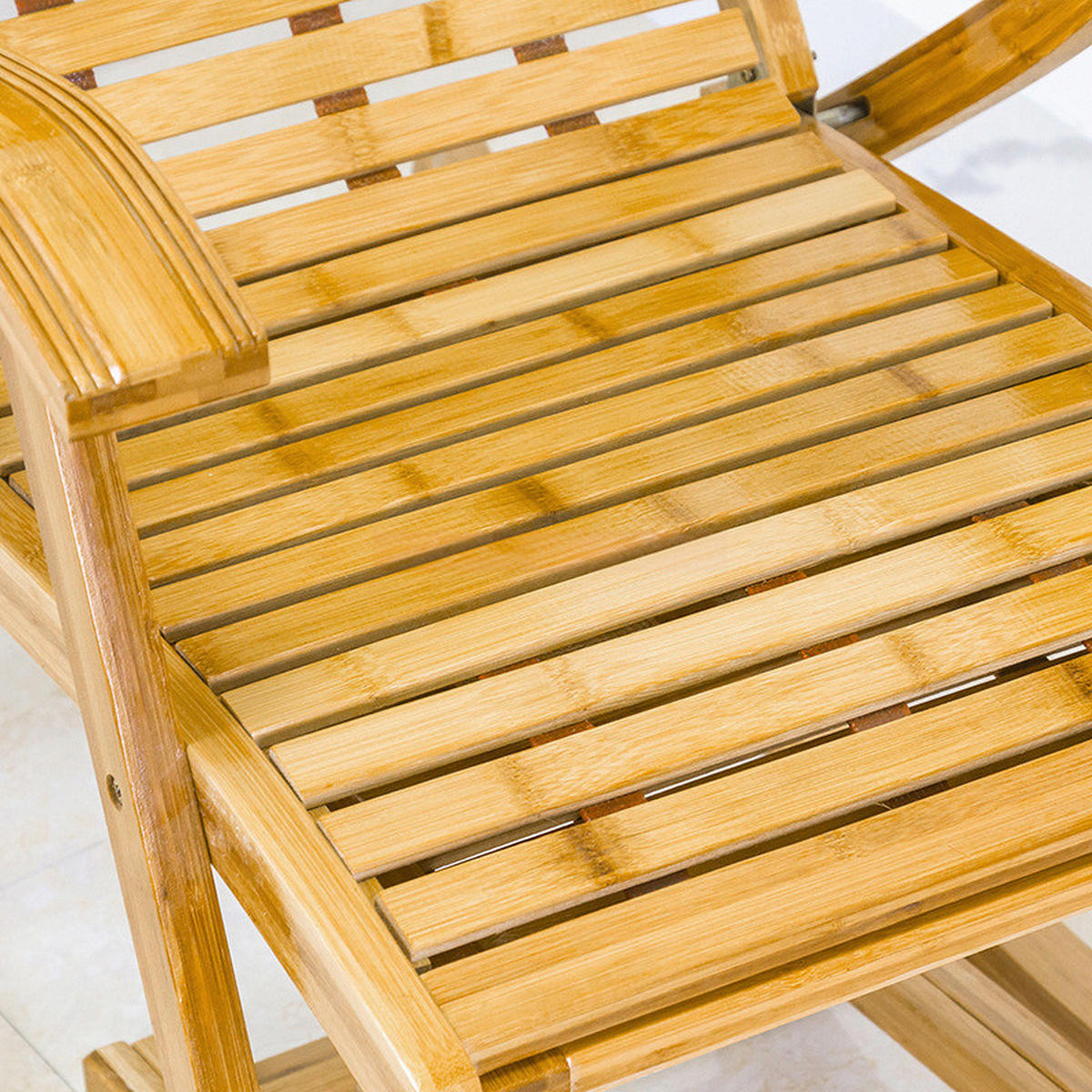 GARTENSCHAUKELSTUHL Relaxsesselaus aus Bambus Stahl in Naturholz für Garten Balkon klappbar verstellbar 47 x 95 x 108 cm Belastbarkeit 150 kg - Naturfarben, Metall (47/108/95cm) - Livingandhome