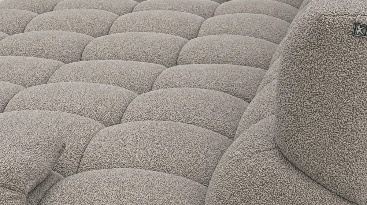 BIG SOFA AMIA Grau Bouclé - Greige/Schwarz, Kunststoff/Textil (290/86/178cm) - KAWOLA