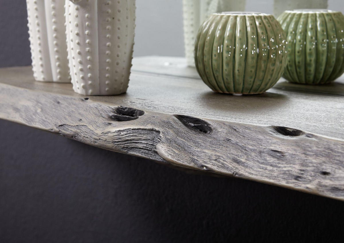WANDREGAL Akazie 121x22x38 grau lackiert PURE ACACIA #905 - Grau, Holz (121/38/22cm) - Massivmoebel24