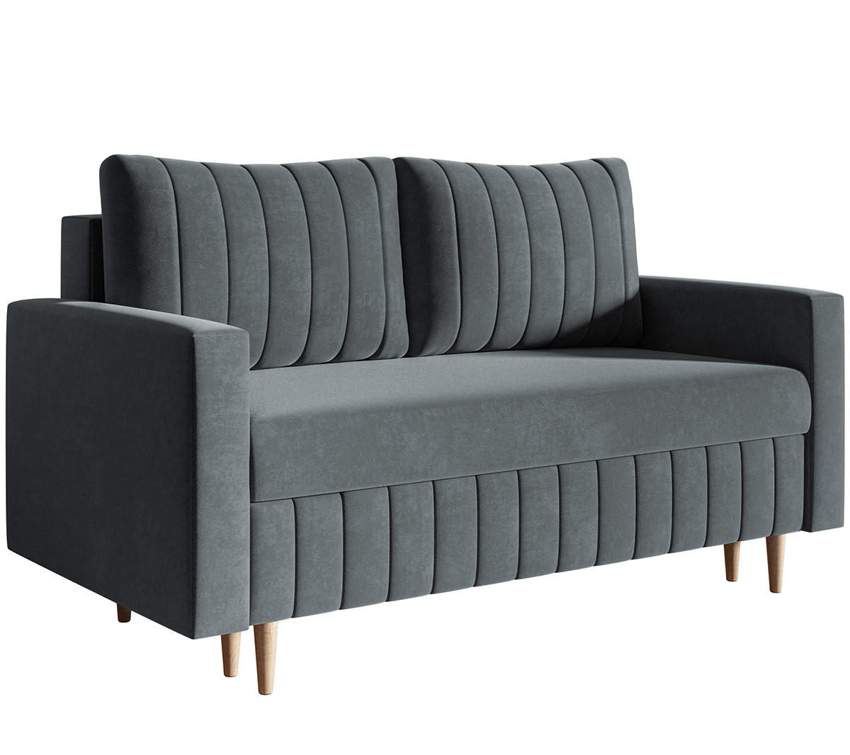 SCHLAFSOFA 160 cm Scandi, 2-seater, Bettkasten, Beine, Dunkelgrau - Dunkelgrau, Holz (160/94/90cm) - Emporius