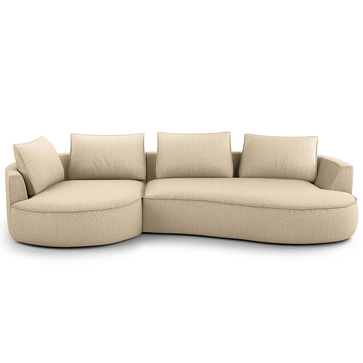 BIGSOFA - Taupe/Schwarz, Kunststoff/Textil (322/82/154cm) - home24