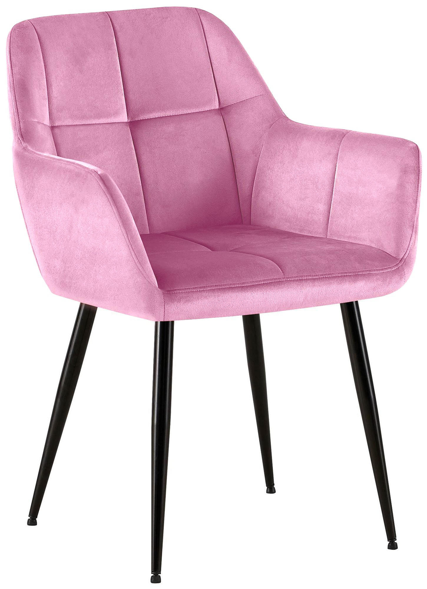 ARMLEHNENSTUHL Samt rosa - Schwarz/Rosa, Textil/Metall (56.5/84/61cm) - CLP