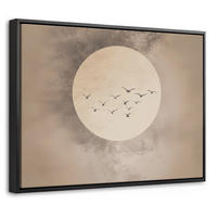 LEINWAND Bilder mit Rahmen - Vogel - Beige - Japanisch - 40x30 - Taupe, Textil (40/30cm) - MuchoWow