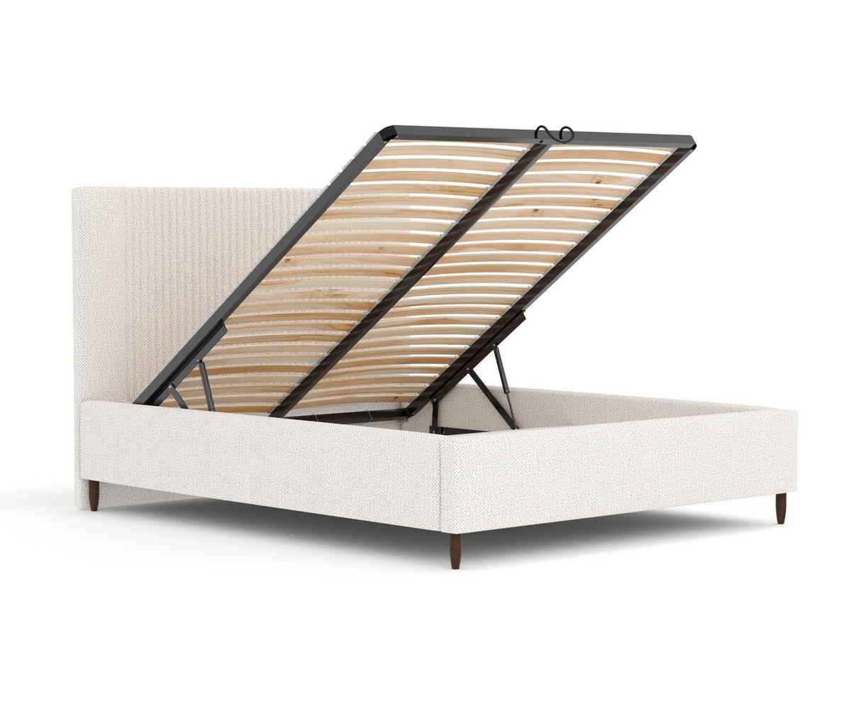 POLSTERBETT Etero Creme 140/200 cm im Chenille-Stoff - Wengefarben/Creme, Holz/Holzwerkstoff (140/200cm) - Maison de Reve