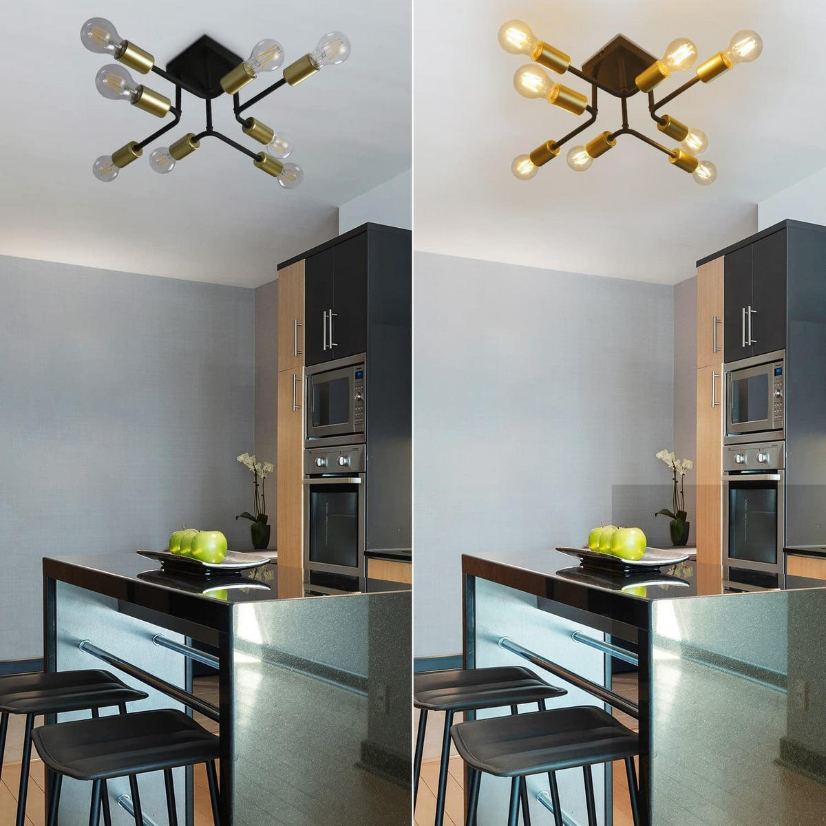 DECKENLEUCHTE Bryzane 48/16/48.5 cm - Schwarz, Metall (48.5/48/16cm) - ZMH