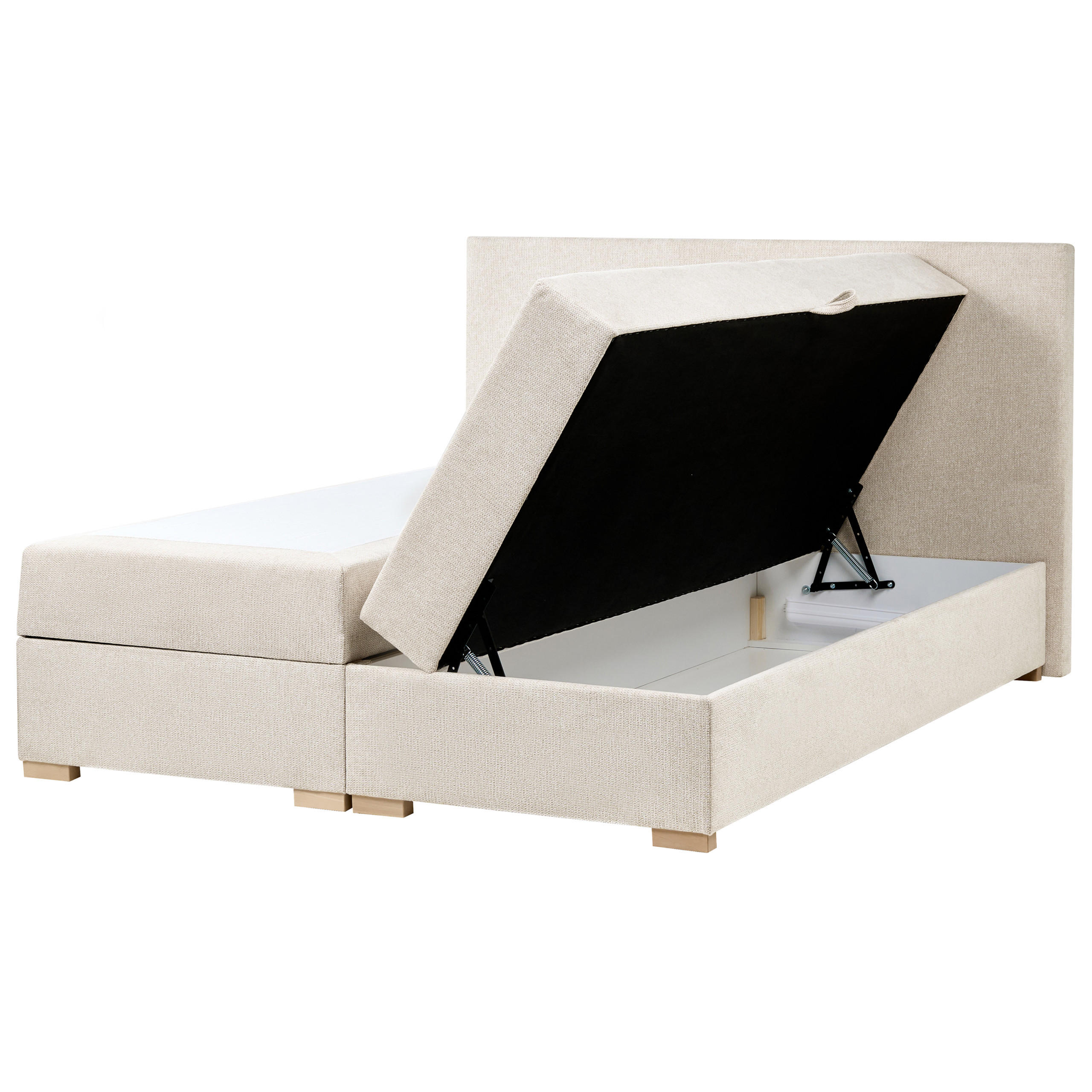 BOXSPRINGBETT mit Stauraum 160/200 cm Stoff Hellbeige Major - Beige, Textil (160/200cm) - Beliani