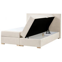 BOXSPRINGBETT mit Stauraum 160/200 cm Stoff Hellbeige Major - Beige, Textil (160/200cm) - Beliani