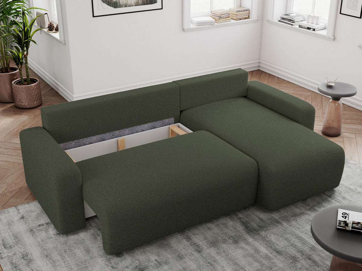 ECKSOFA ARGOS Grün Boucle - Schwarz/Grün, Kunststoff/Textil (245/150cm) - MKS