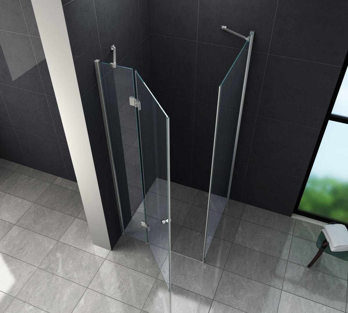 DUSCHKABINE NOVUM Klar 80 x 80 x 170 cm 8 mm ESG - Klar, Glas (80/80/170cm) - Glasdeals