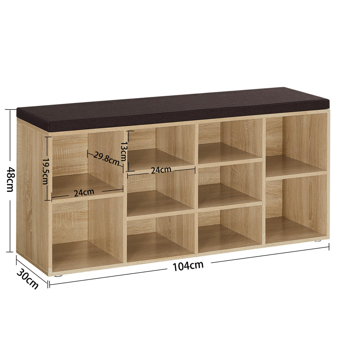 SCHUHSCHRANK, sonoma-eiche/dunkelbraun - Braun, Holzwerkstoff (104/48/30cm) - A2A Home