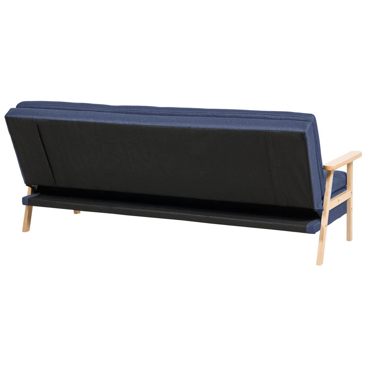 3-SITZER-SCHLAFSOFA marineblau Tjorn - Hellbraun/Blau, Textil (204/84/67cm) - Beliani