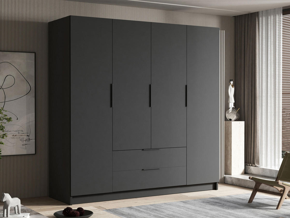 KLEIDERSCHRANK Sofia I - Schwarz, Holzwerkstoff/Kunststoff (200/216/60cm) - MIRJAN24