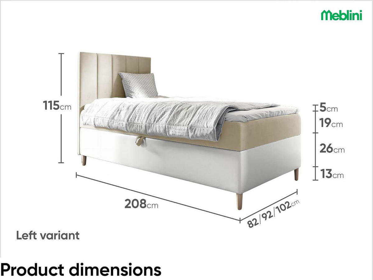 KINDERBETT MAYA 1 - Beige/Weiß, Holzwerkstoff (92/208cm) - Meblini