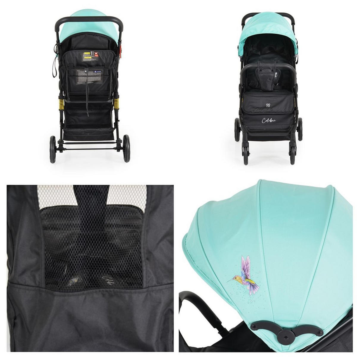 KINDERWAGEN Colibri türkis faltbar, verstellbar, 5-Punkt-Gurt, ab 6 Monaten - Türkis, Metall (75/51/97cm) - Moni
