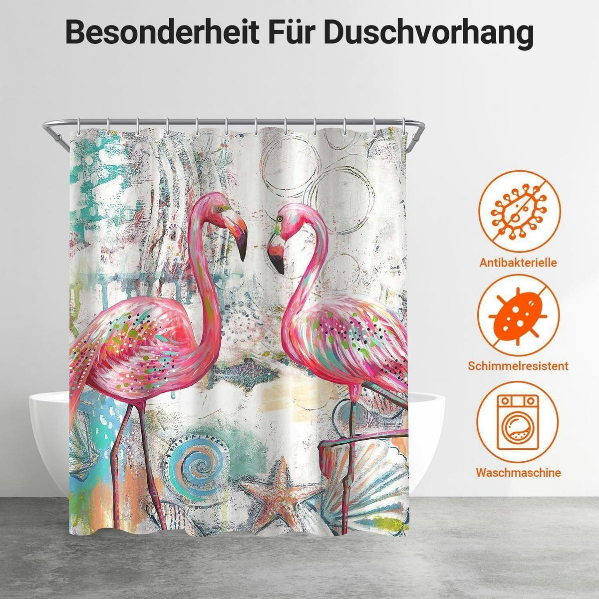 DUSCHVORHANG Liebesvogel 180 x 200 cm Textil Wasserabweisend Waschbar - Multicolor, Textil (180/200cm)