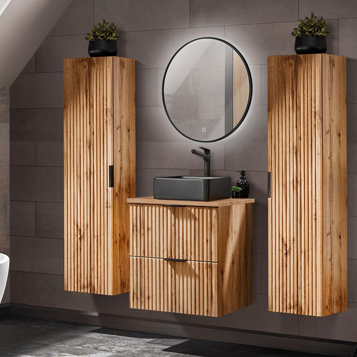 BADMÖBEL-SET 4-TLG. Adelaide-56 - Braun, Holzwerkstoff (160/200/47cm) - Lomado