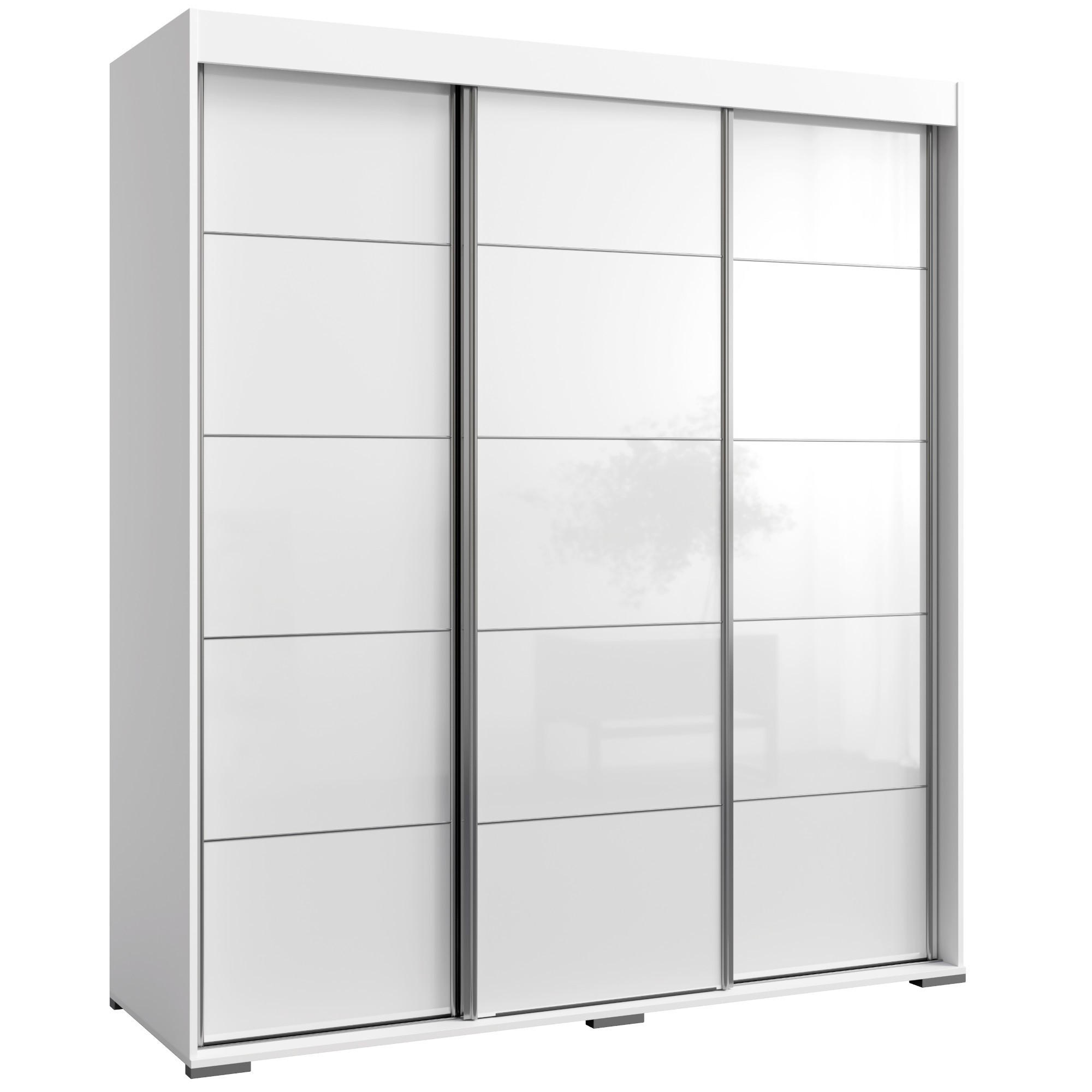 SCHIEBETÜRENSCHRANK mit Schubladen Como 3D 180 Weiß (lacobel) - Silberfarben/Weiß, Holzwerkstoff/Metall (180/208/67cm) - mzm24