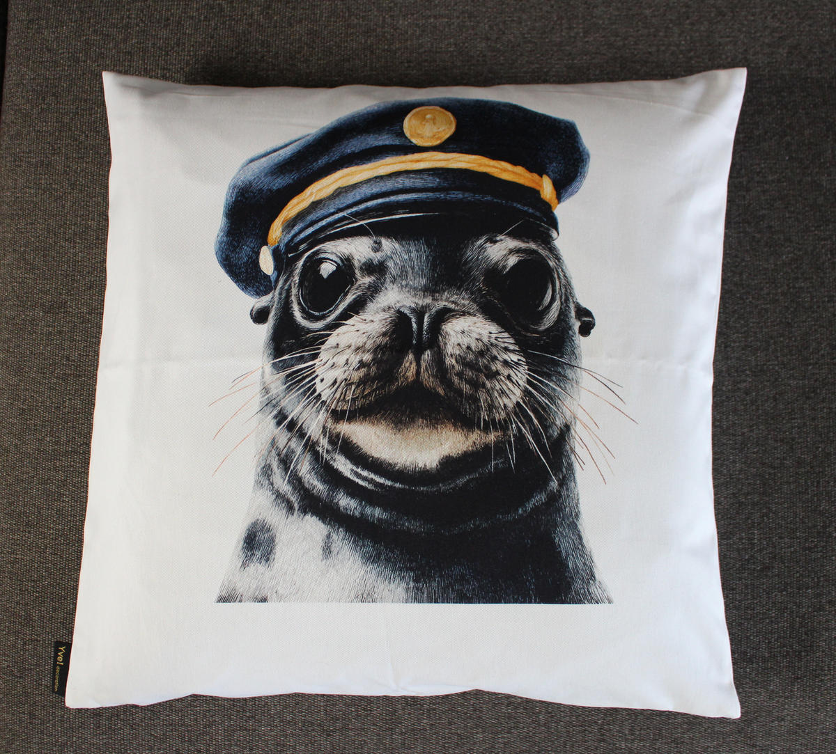 KISSENHÜLLE SEEHUND - Weiß, Textil (50/50cm) - Yve! decoration