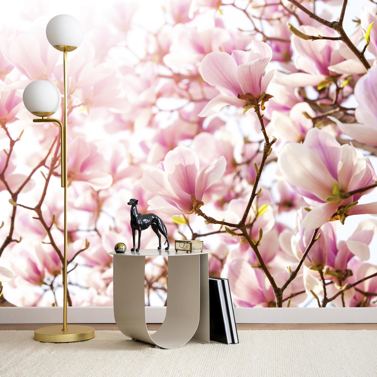 FOTOTAPETA Pre Spálňu Ružové Kvety Magnólie Florálna Jemná 500 x 350 cm - hnedá/ružová, papier (500/350cm) - Muralo