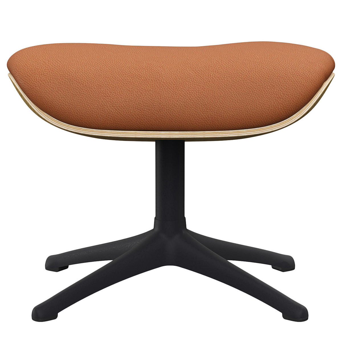 POLSTERHOCKER - Echtleder - Kastanienfarben/Schwarz, Leder/Holz (49/39/44cm) - home24