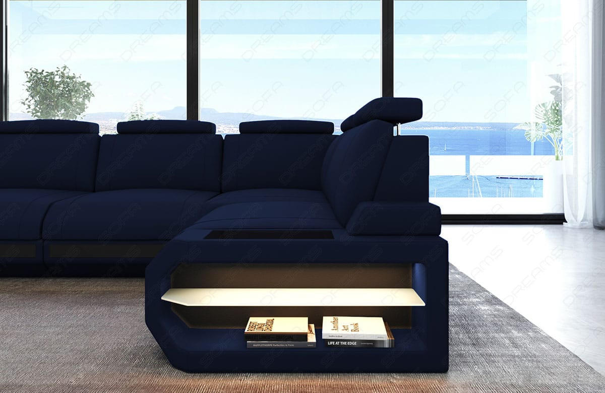 ECKSOFA Siena Dunkelblau Schwarz Mikrofaserstoff - Dunkelblau, Kunststoff (272/272cm)