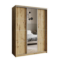 SCHWEBETÜRENSCHRANK VARO 150/205/60 cm 3-türig mit Spiegel Eiche Artisan - Eiche Artisan, Holzwerkstoff (150/205/60cm) - MASSENO