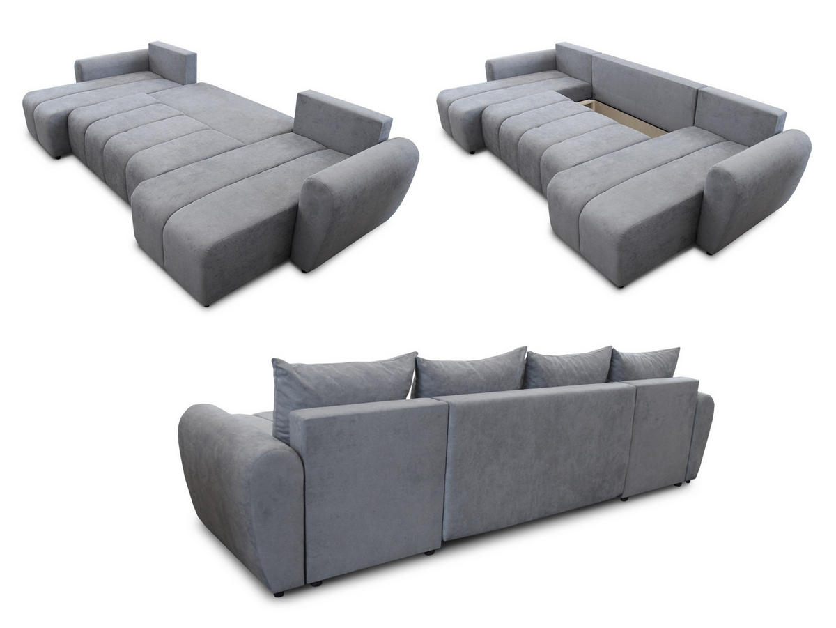 WOHNLANDSCHAFT Cleo U - Grau, Holz/Textil (315/90/147cm) - Sofnet