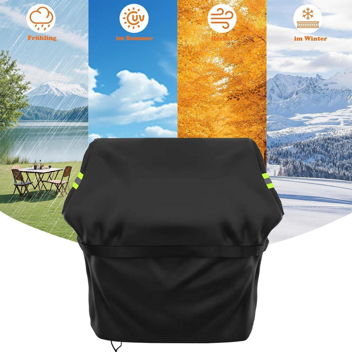 GRILLABDECKUNG Wetterfest 117 x 66 x 117 cm Textil - Schwarz, Textil (66/117/117cm)
