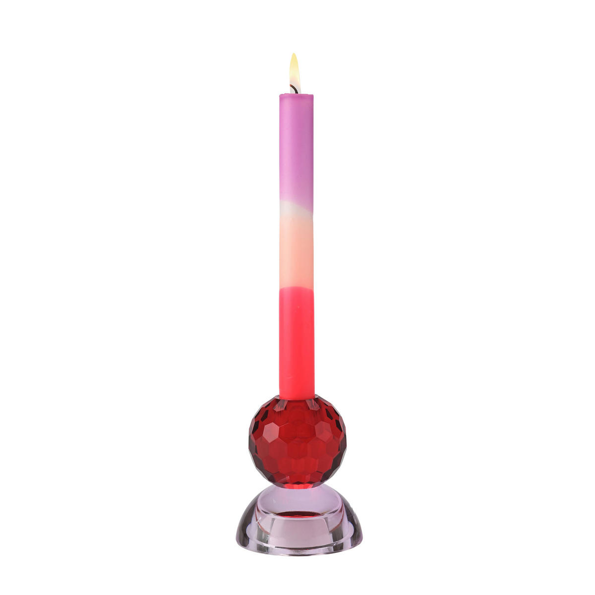 KERZENHALTER Sari Kugel Cabochon, Glas, Rot / Hellrosa, H 9 cm - Rot, Glas (8.5/11.5/8.5cm) - Gift Company