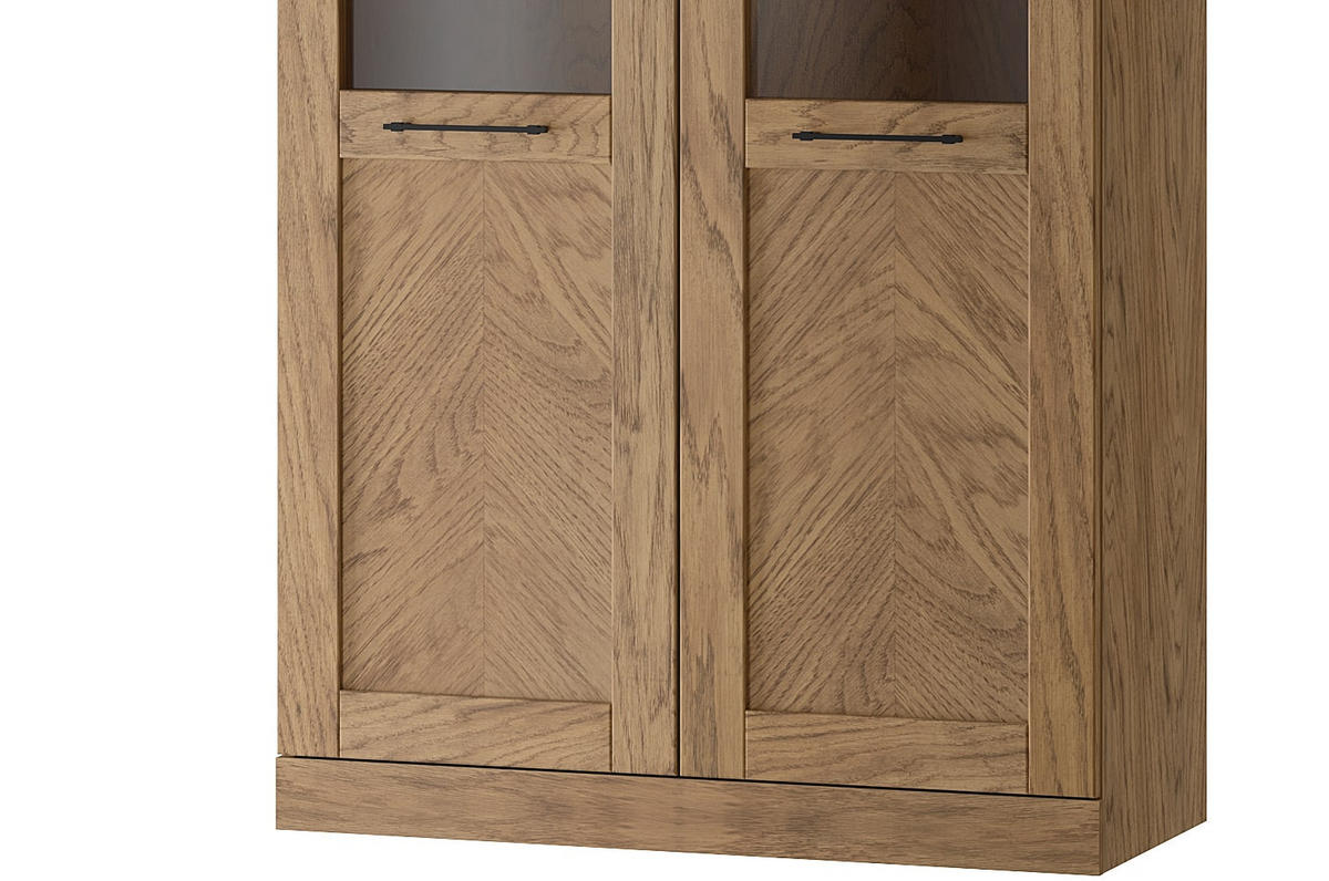 STANDVITRINE Cozy 12 Eiche Rustikal 95 / 42 / 200cm - Eichefarben/Braun, Holz/Metall (95/200/42cm) - Feldmann-Wohnen