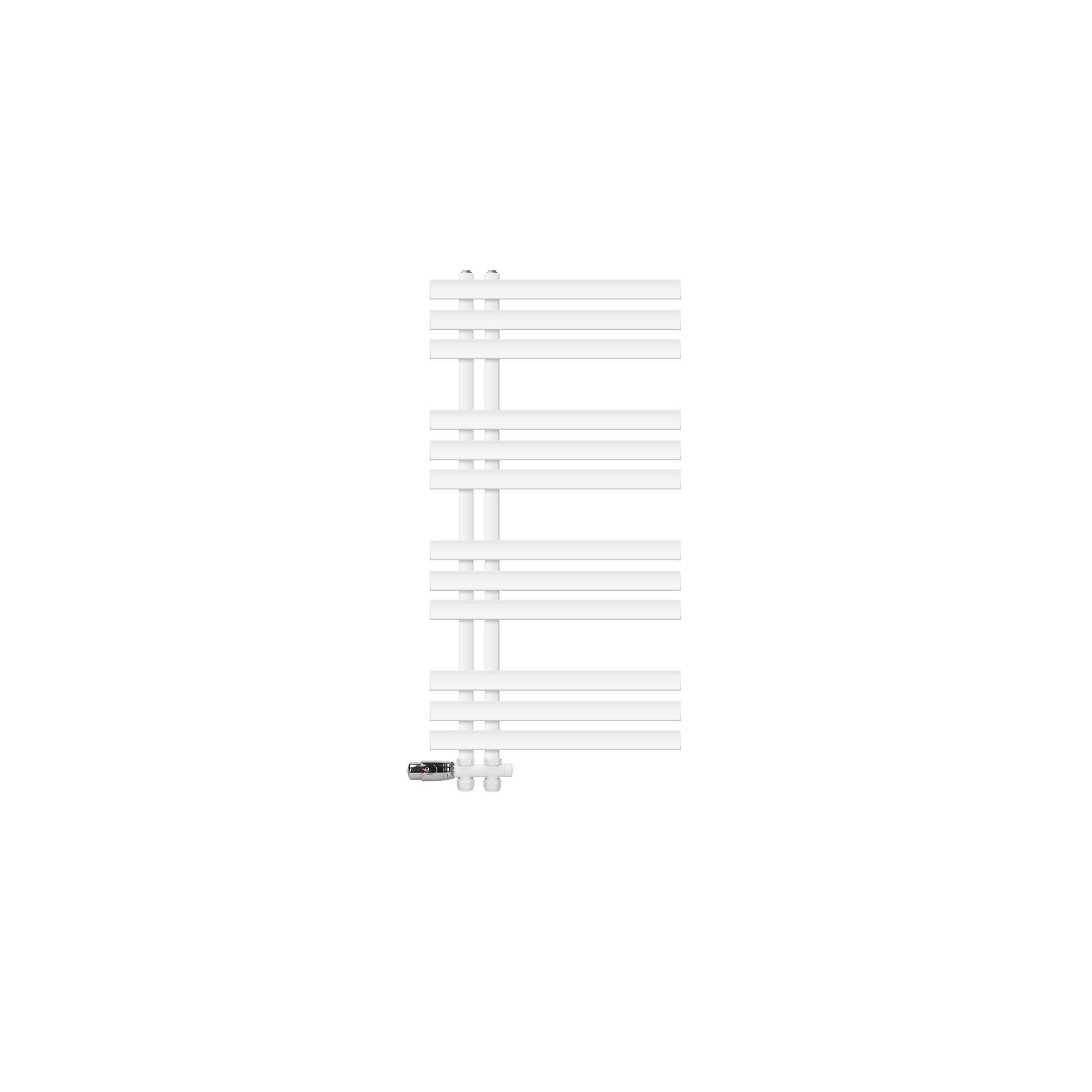 BADHEIZKÖRPER Iron EM 500x1000 mm Weiß mit Ventil Durchgang - Weiß, Metall (50/100/3cm) - LuxeBath