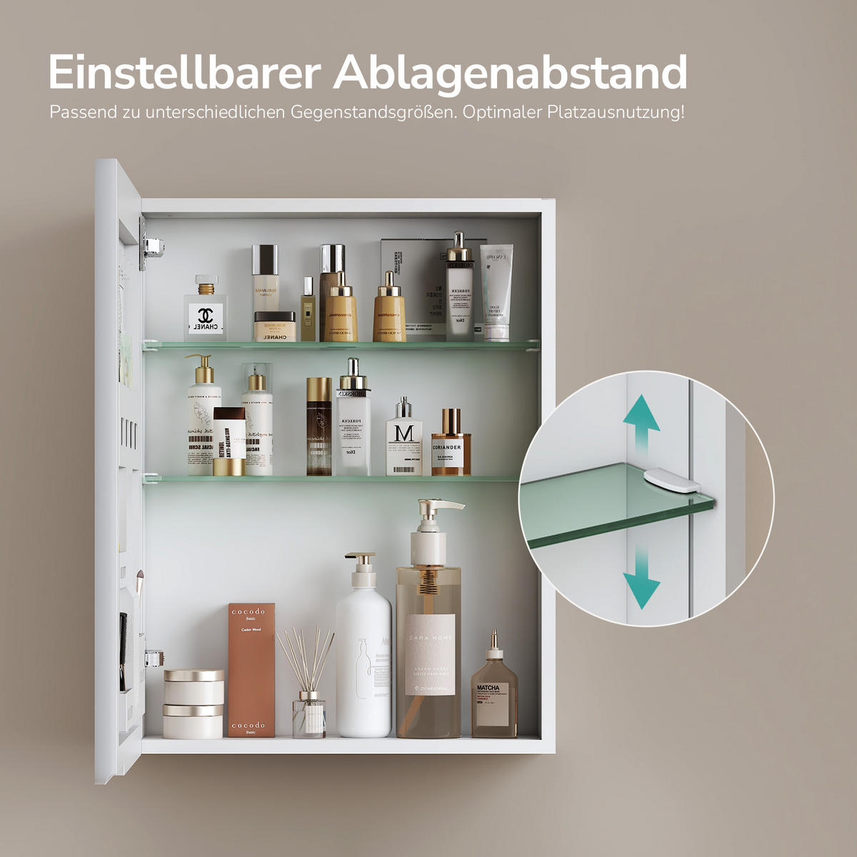 SPIEGELSCHRANK mattweiß 65/50/14,5 cm - Weiß, Glas (50/65/15cm) - EMKE