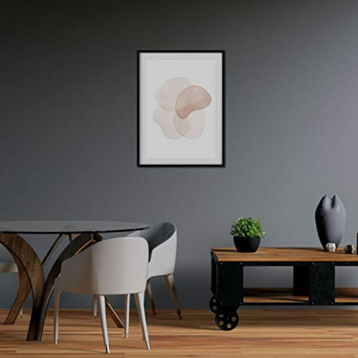 POSTER Set mit 4 Blätter und abstrakten Formen mit braunen Tönen A3 Schwarzer Rahmen - Schwarz, Papier (29.7/3cm) - Nacnic