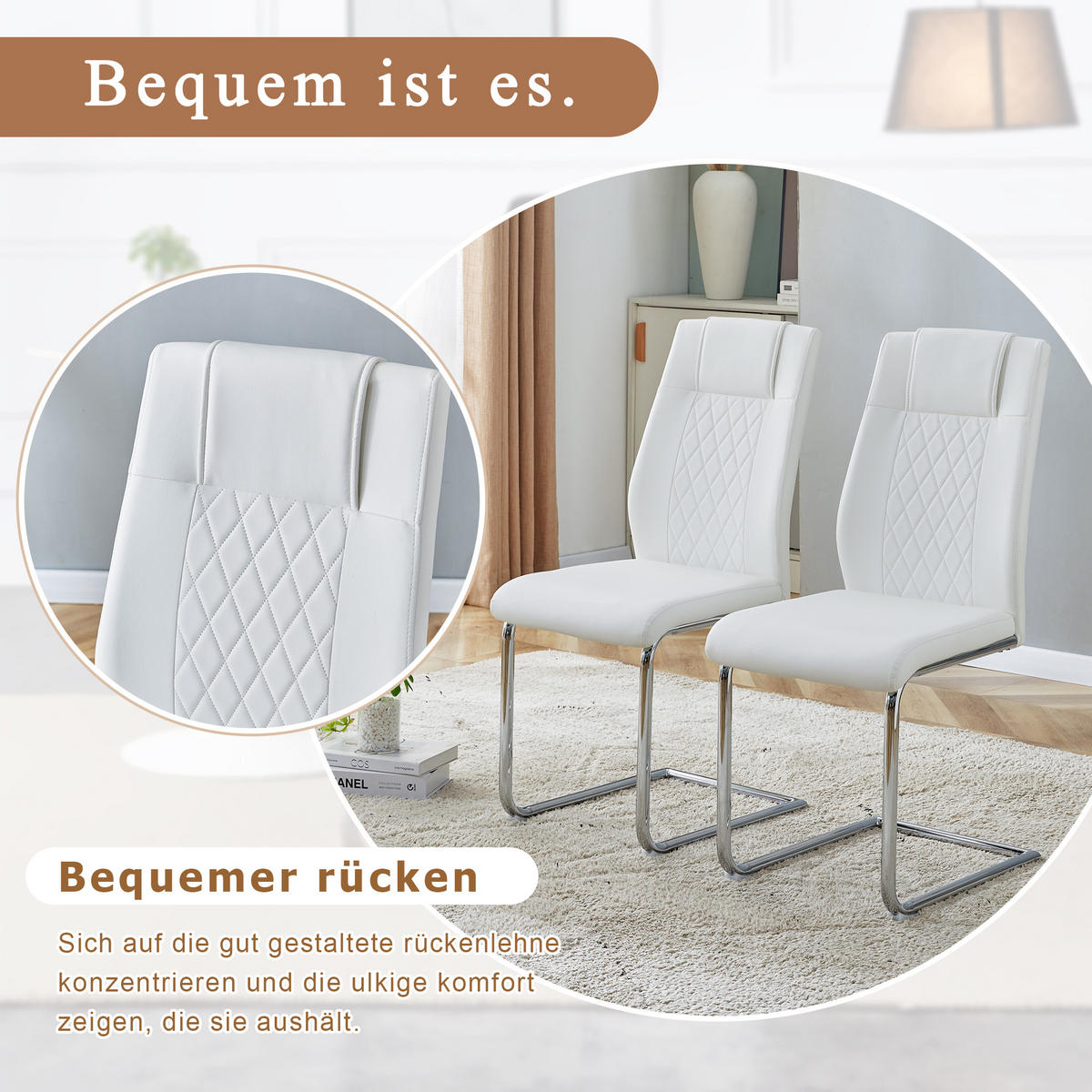 SCHWINGSTUHL DE-36497 4er-Set mit silbernen Metallbeinen Weiß - Silberfarben, Metall (48/97/41cm) - ComfortXL