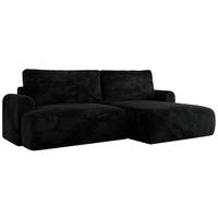 ECKSCHLAFSOFA TONO L Schwarz Plüsch - rechts - Schwarz, Kunststoff/Textil (150/260cm) - MKS