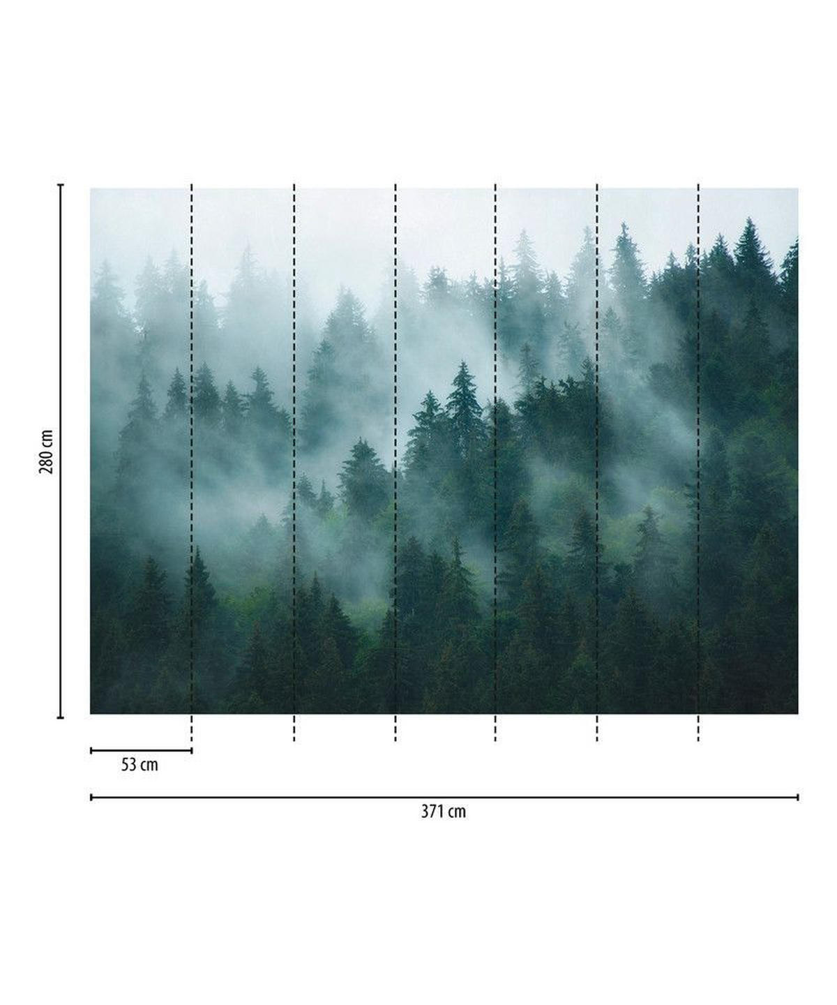 VLIESTAPETE Grün 371/280 cm - Blau/Grün, Textil (371/1cm) - KUNSTLOFT