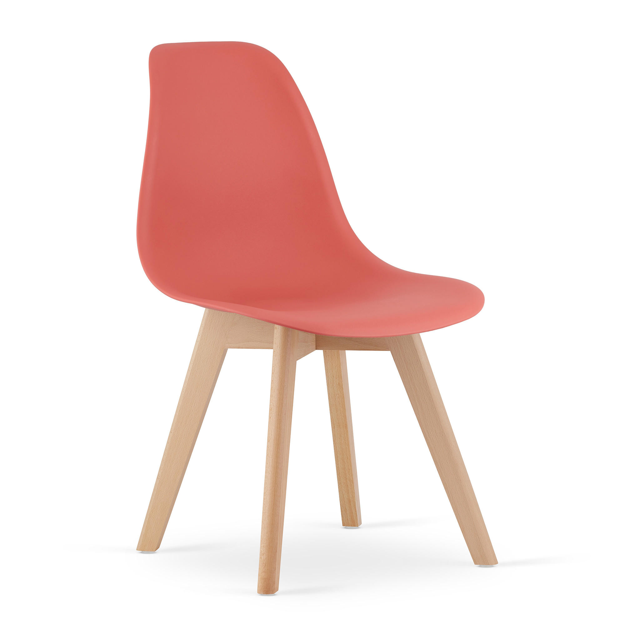 ESSZIMMERSTUHL 2-er Set KITO Zinnoberroter Sitz, natürliche Beine - Rot/Naturfarben, Kunststoff (46/80/54.5cm) - Valora