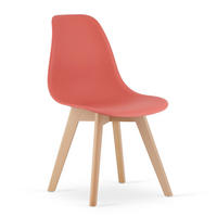 ESSZIMMERSTUHL KITO Zinnoberroter Sitz, natürliche Beine - Rot/Naturfarben, Kunststoff (46/80/54.5cm) - Valora